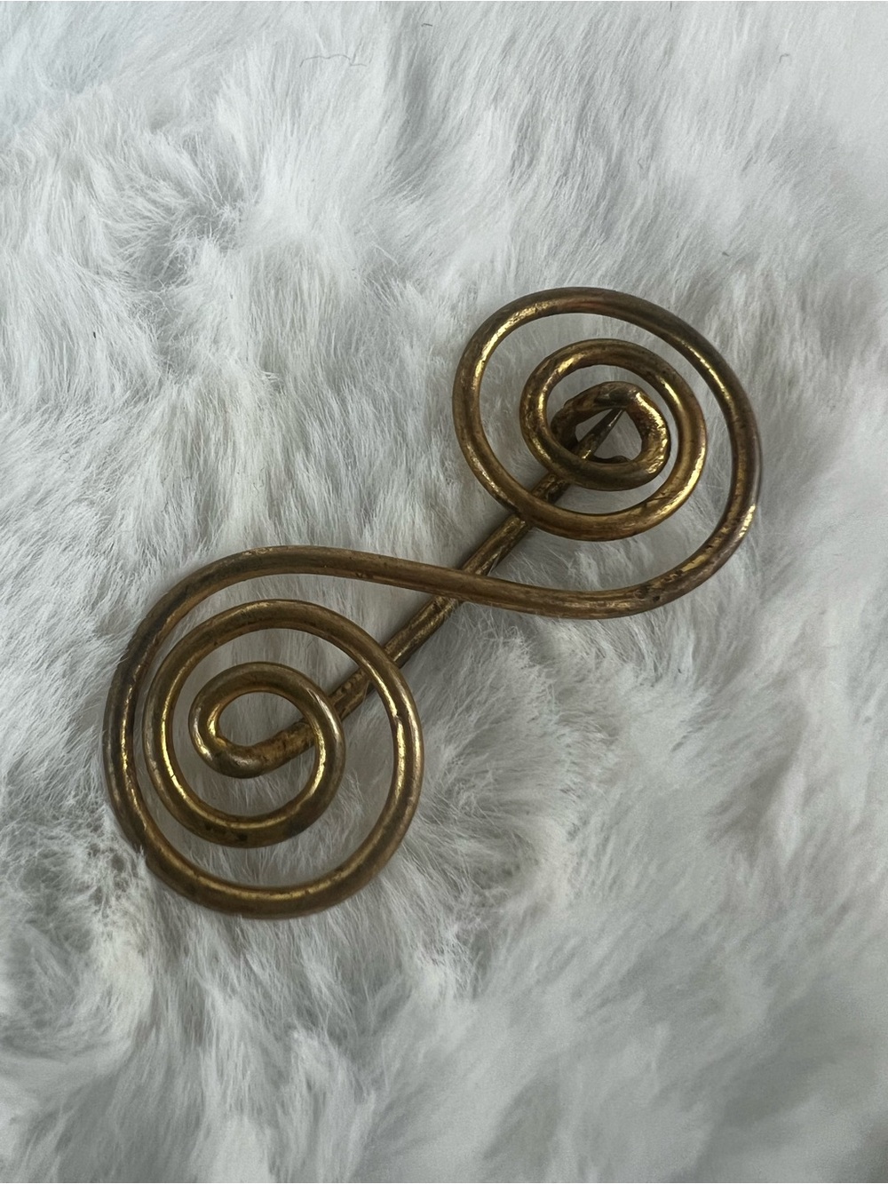 Vtg 70s Brutalist Metal Wire S Spiral Brooch Pin Hand Forged